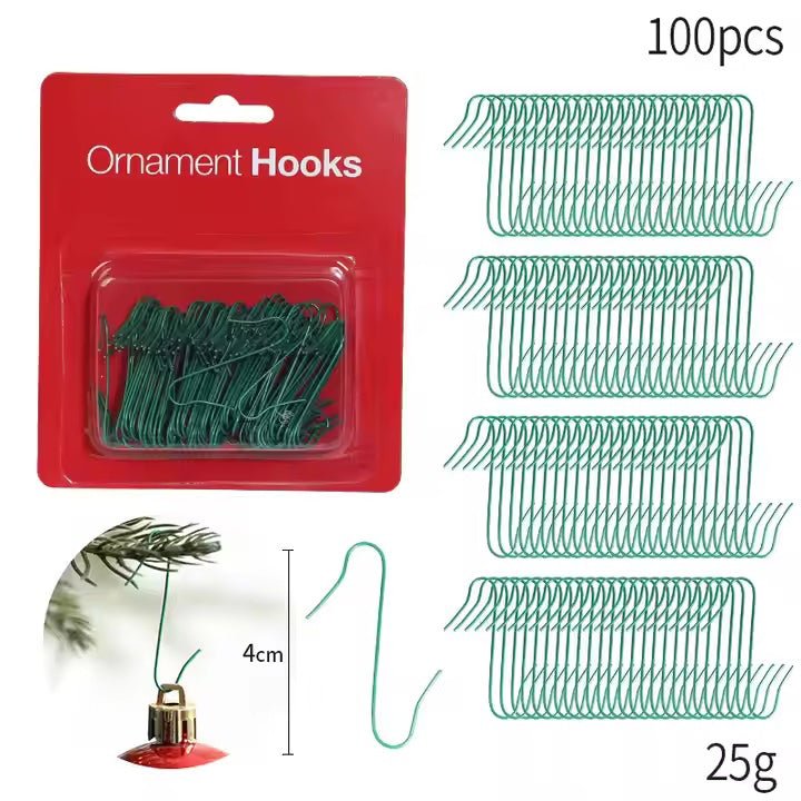 100pcs 4cm Ornament Hooks Green - MODA FLORA Santa's Workshop
