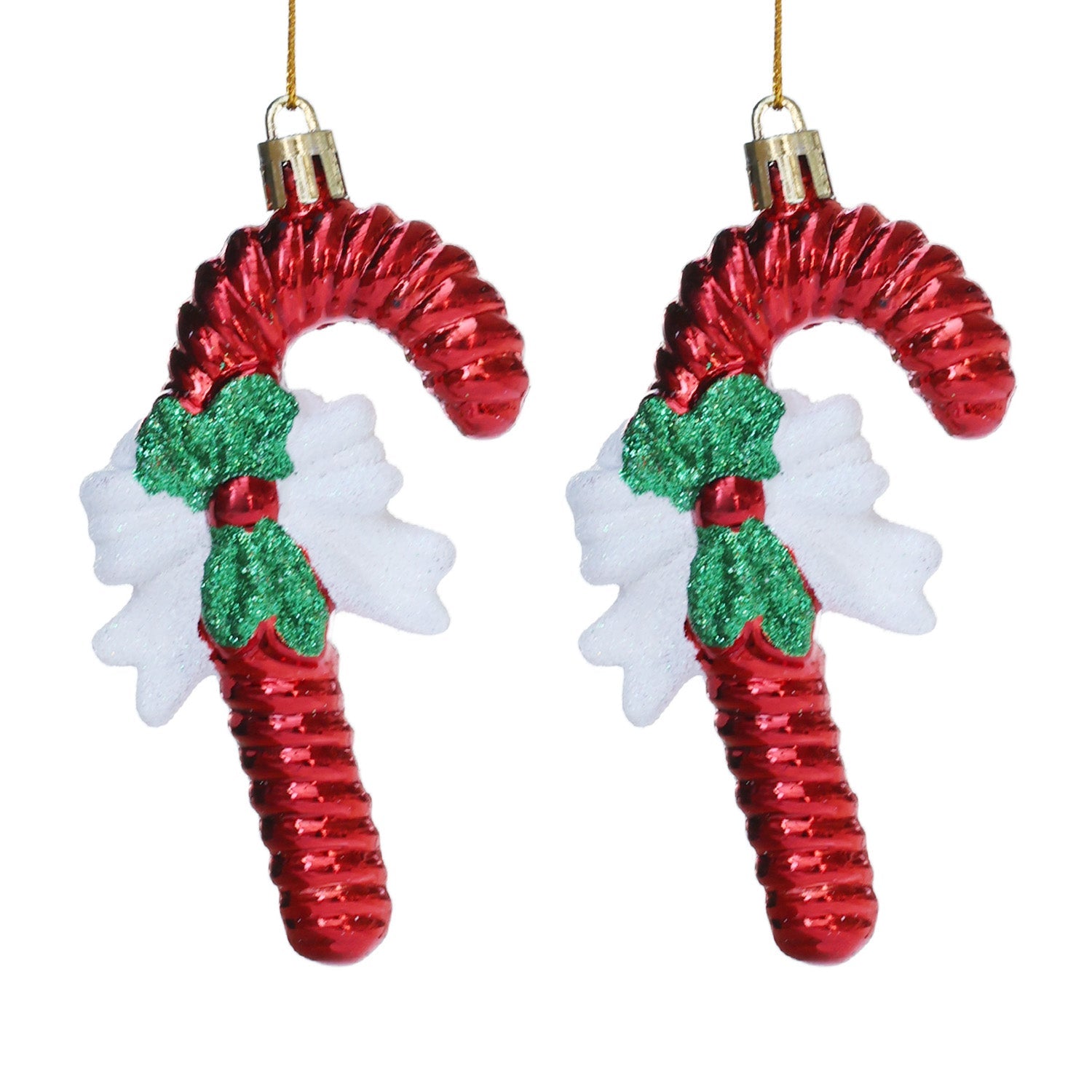 10cm 2pcs Festive Candy Cane Shatterproof Ornament Set 04602 - MODA FLORA Santa's Workshop
