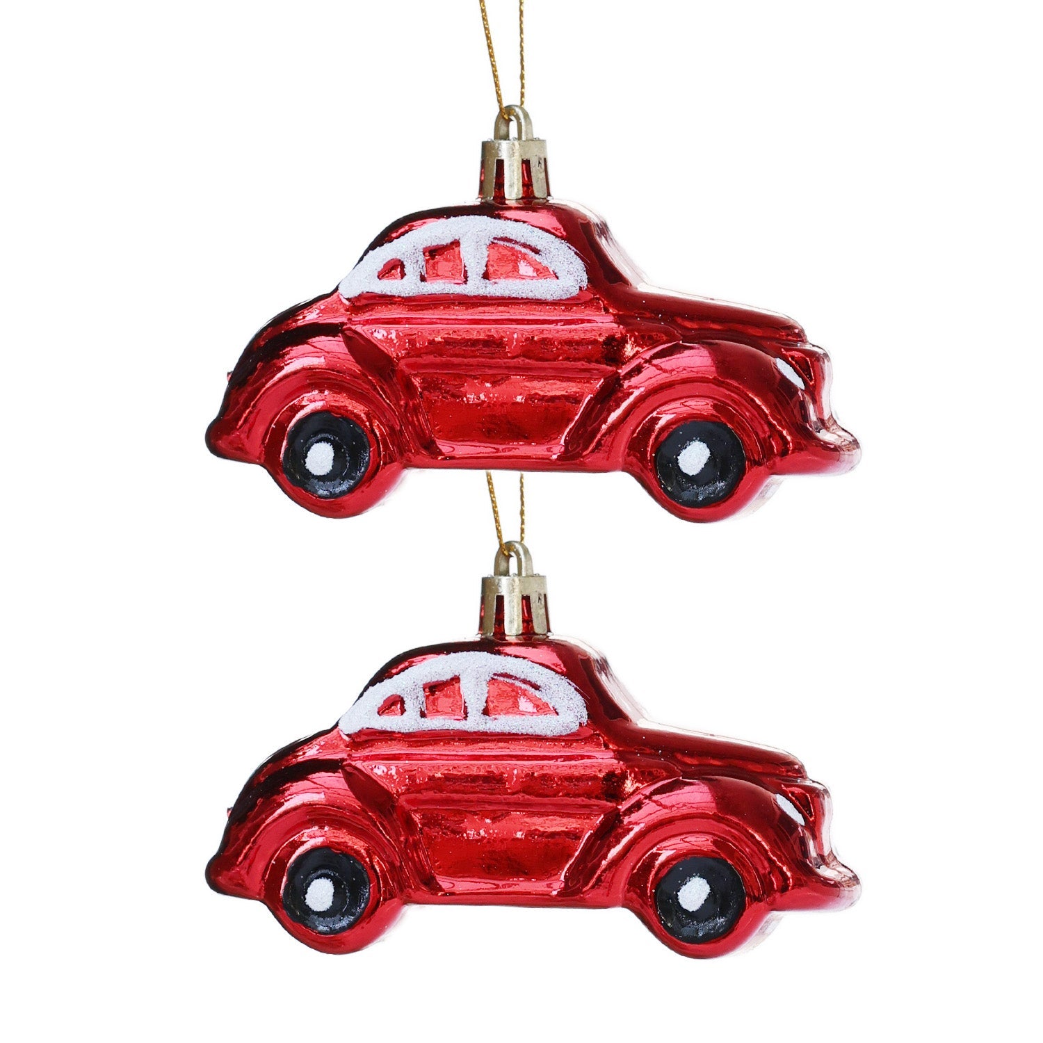 10cm 2pcs Vintage Car Christmas Shatterproof Ornaments 04501 - MODA FLORA Santa's Workshop