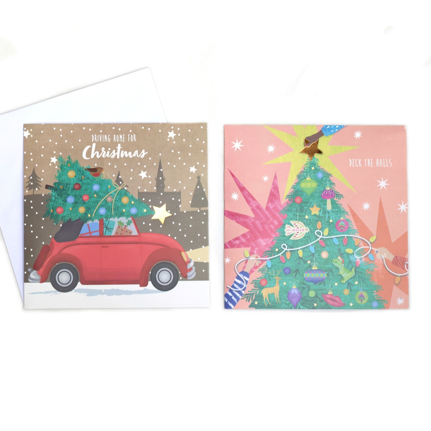 10PCS Christmas Trees and Car Christmas Cards CRD006 - MODA FLORA Santa's Workshop