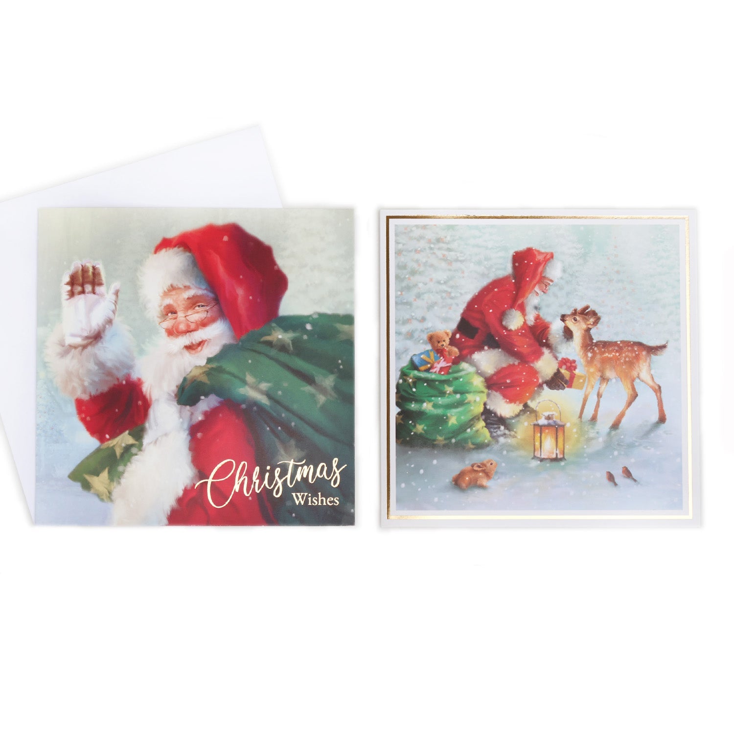 10PCS Santa Claus and Reindeer Christmas Cards CRD008 - MODA FLORA Santa's Workshop