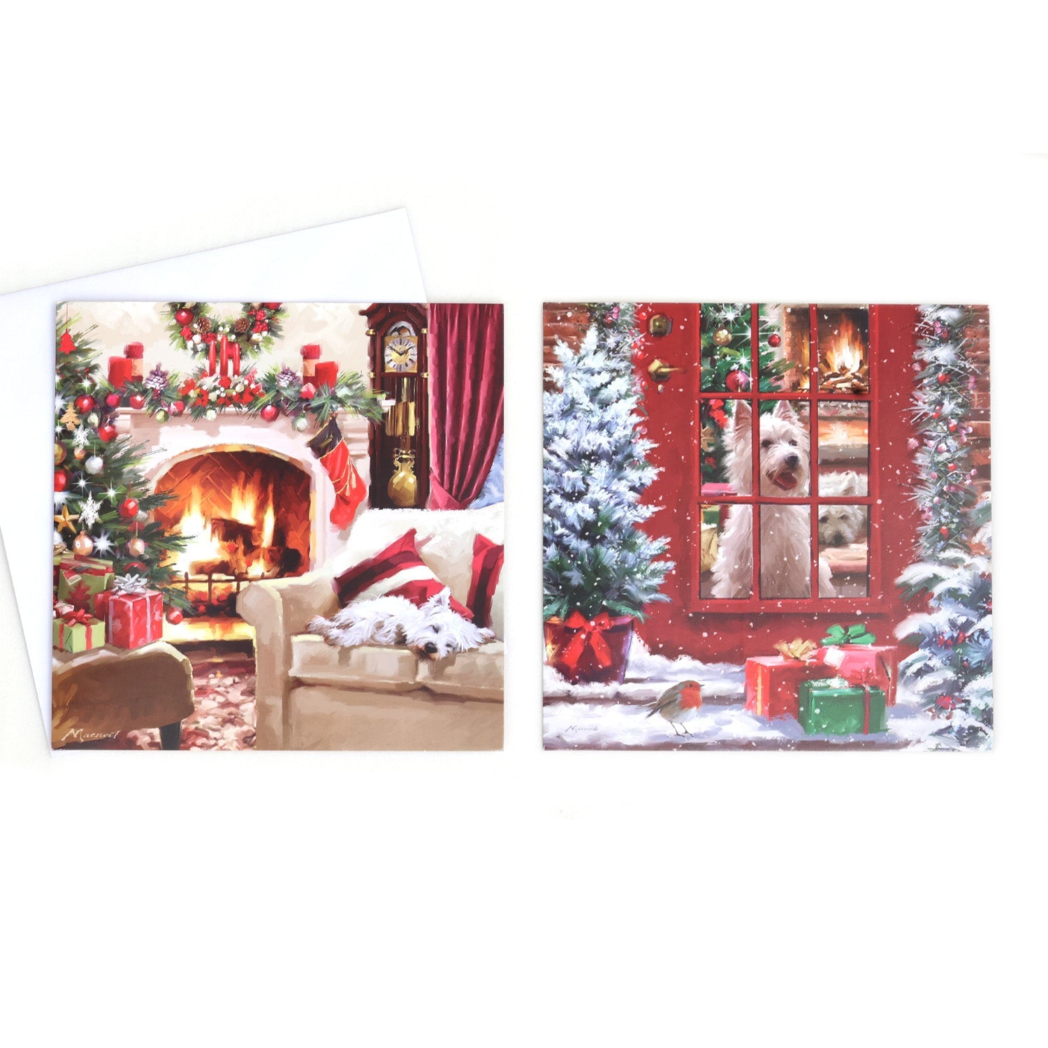 10PCS Traditional Dog Christmas Cards CRD005 - MODA FLORA Santa's Workshop