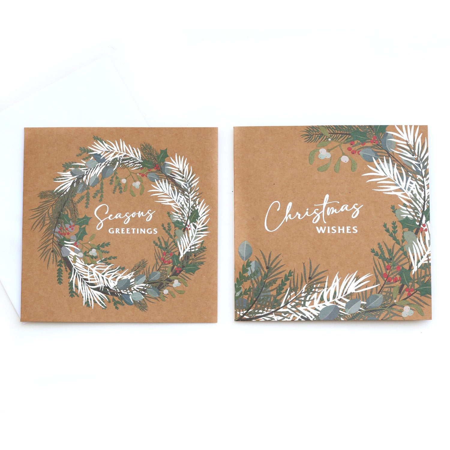 10pcs Woodland Foliage Christmas Cards CRD001 - MODA FLORA Santa's Workshop