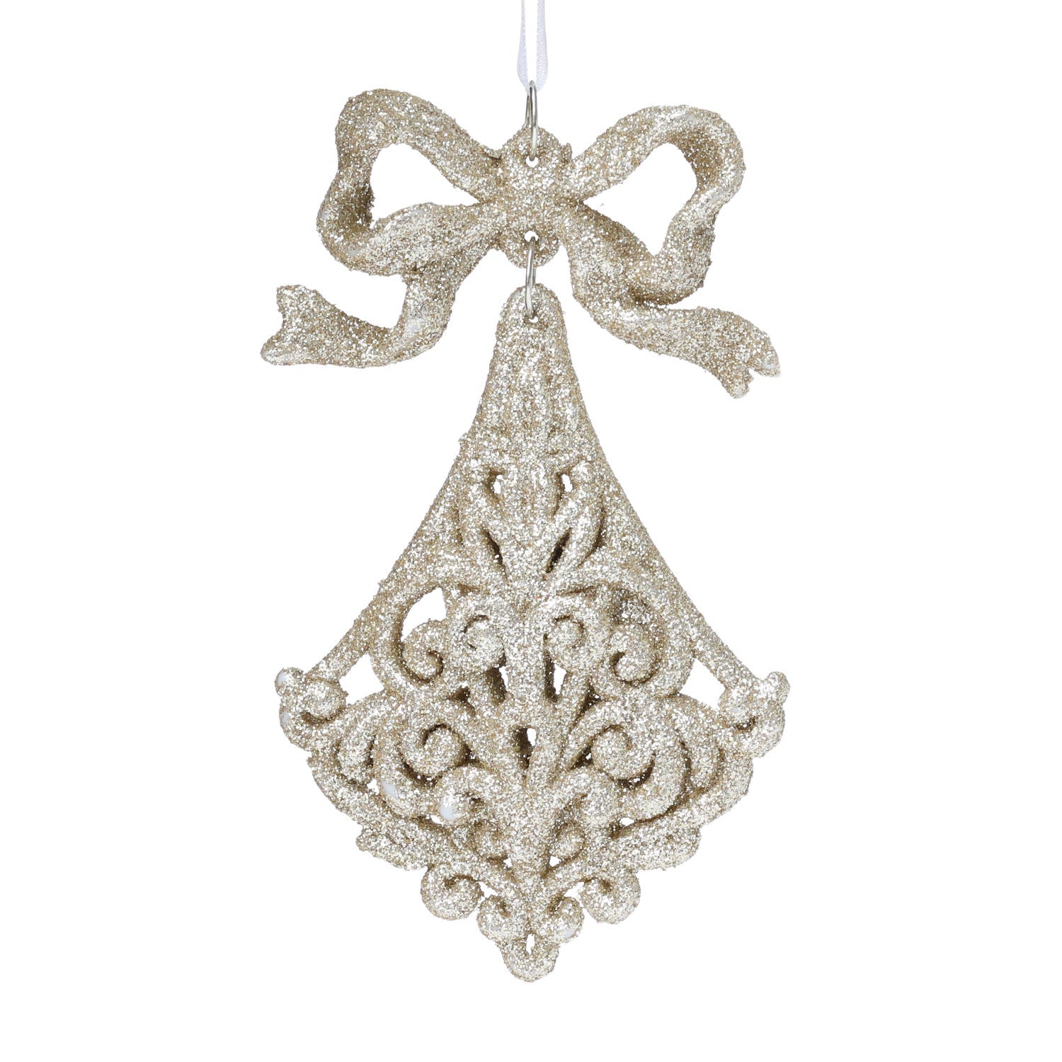 12cm Shatterproof Glitter Bell Ornament 01602 - MODA FLORA Santa's Workshop