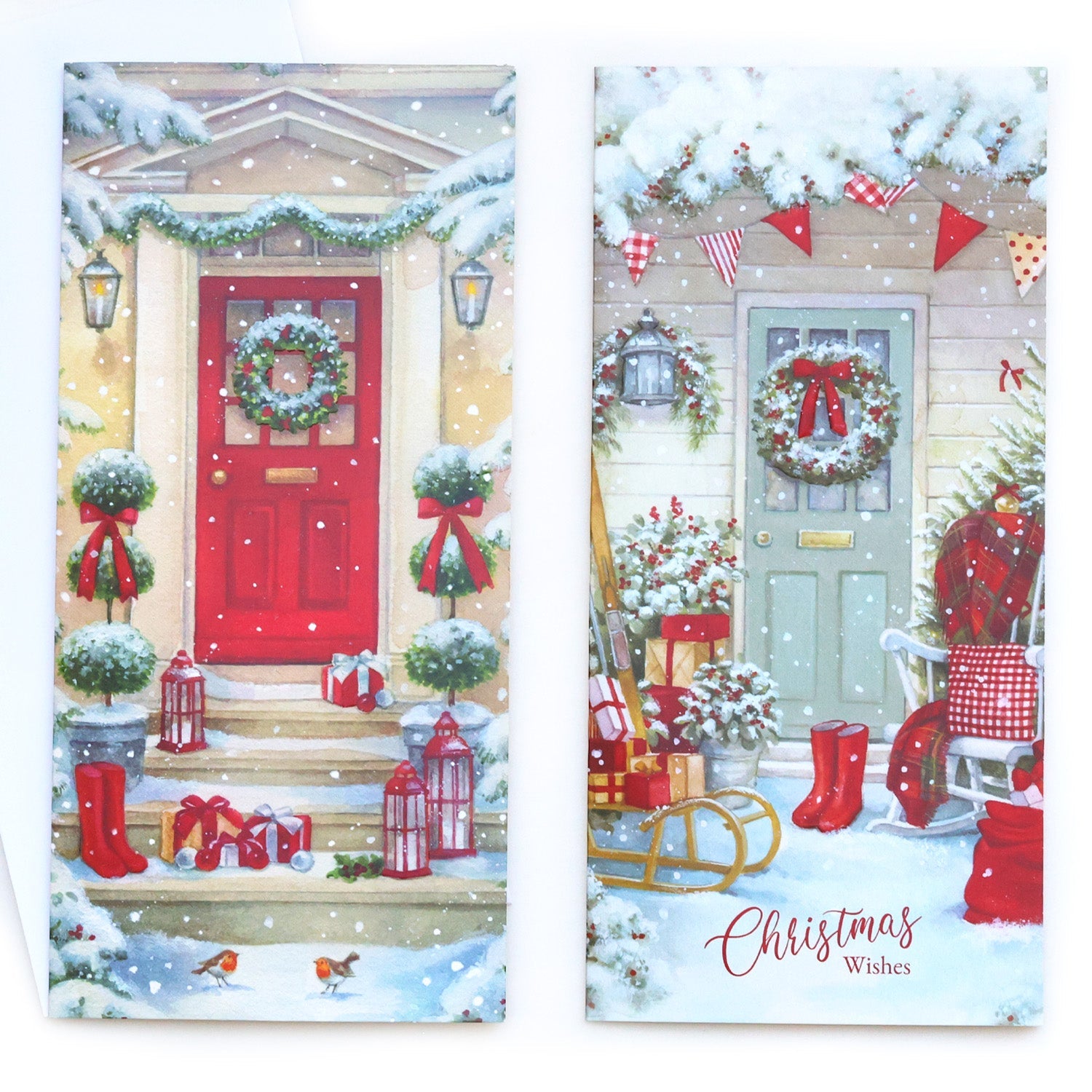 12PCS Luxury Doors Christmas Cards CRD003 - MODA FLORA Santa's Workshop