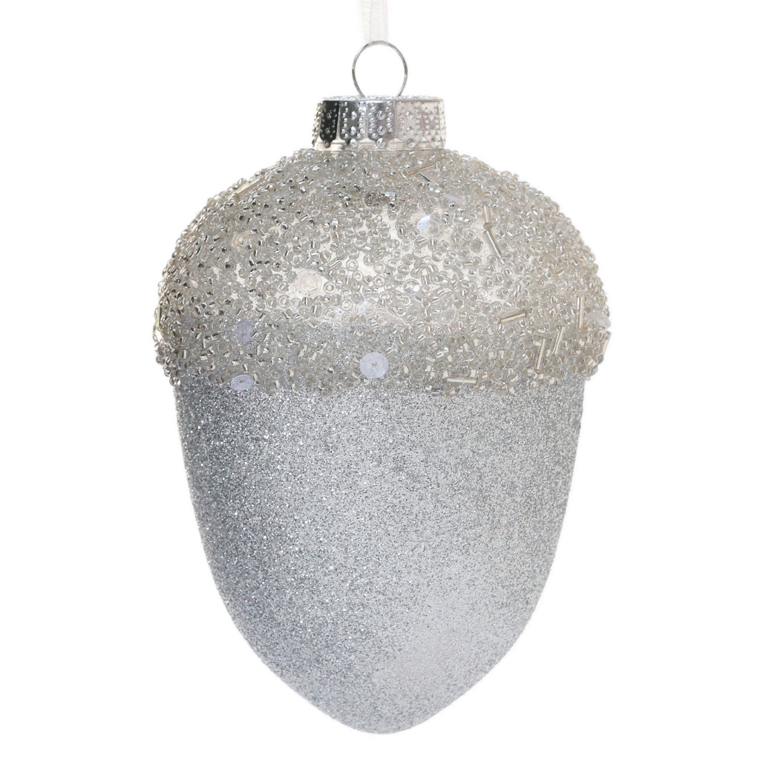 13cm Shatterproof Acorn Ornament Silver OPS051S - MODA FLORA Santa's Workshop