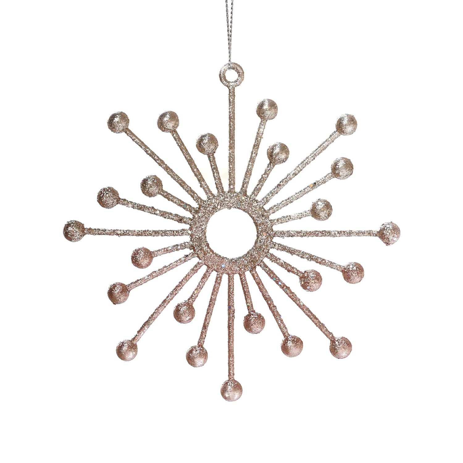 13cm Shatterproof Radiant Glitter Starburst Christmas Ornament 03601 - MODA FLORA Santa's Workshop