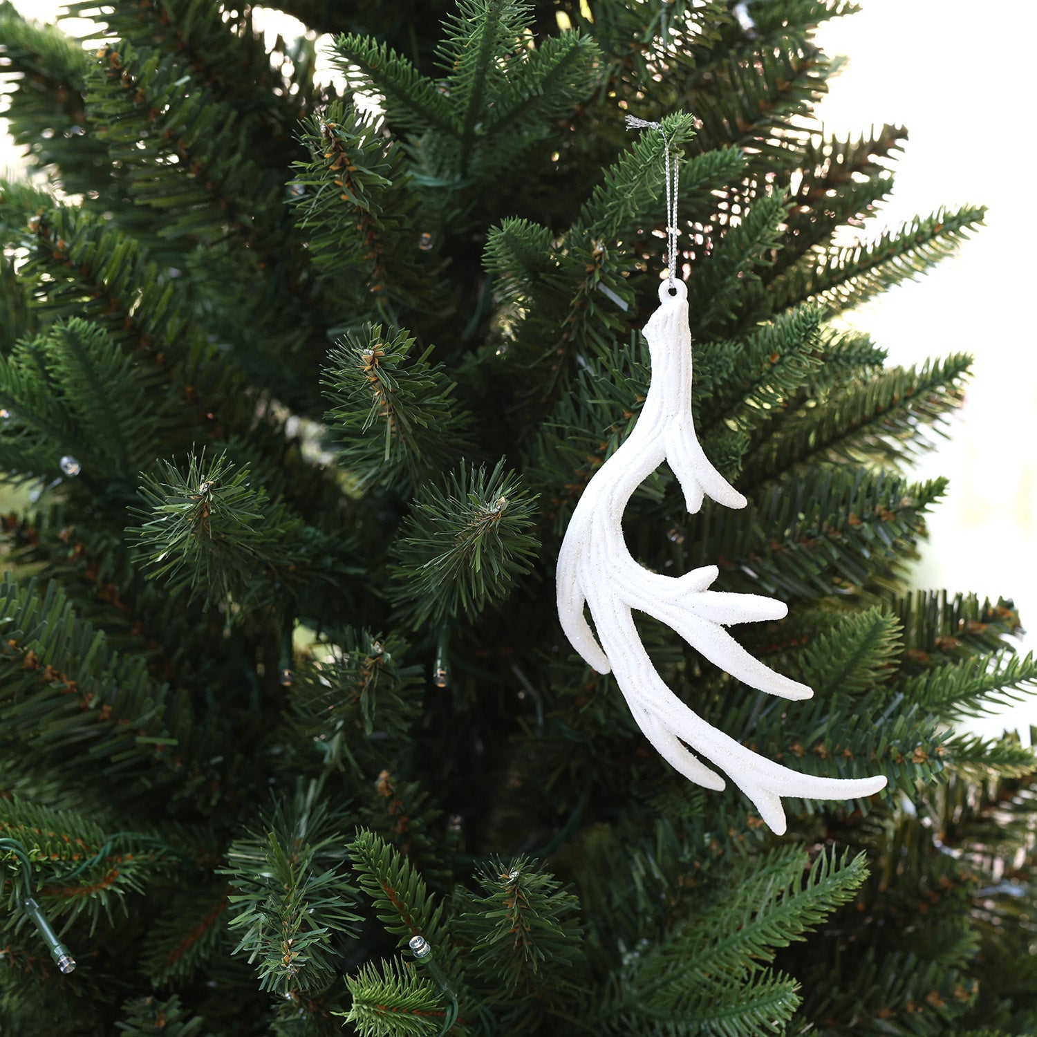 15cm 2pcs Ivory Antler Christmas Shatterproof Ornament 02502 - MODA FLORA Santa's Workshop