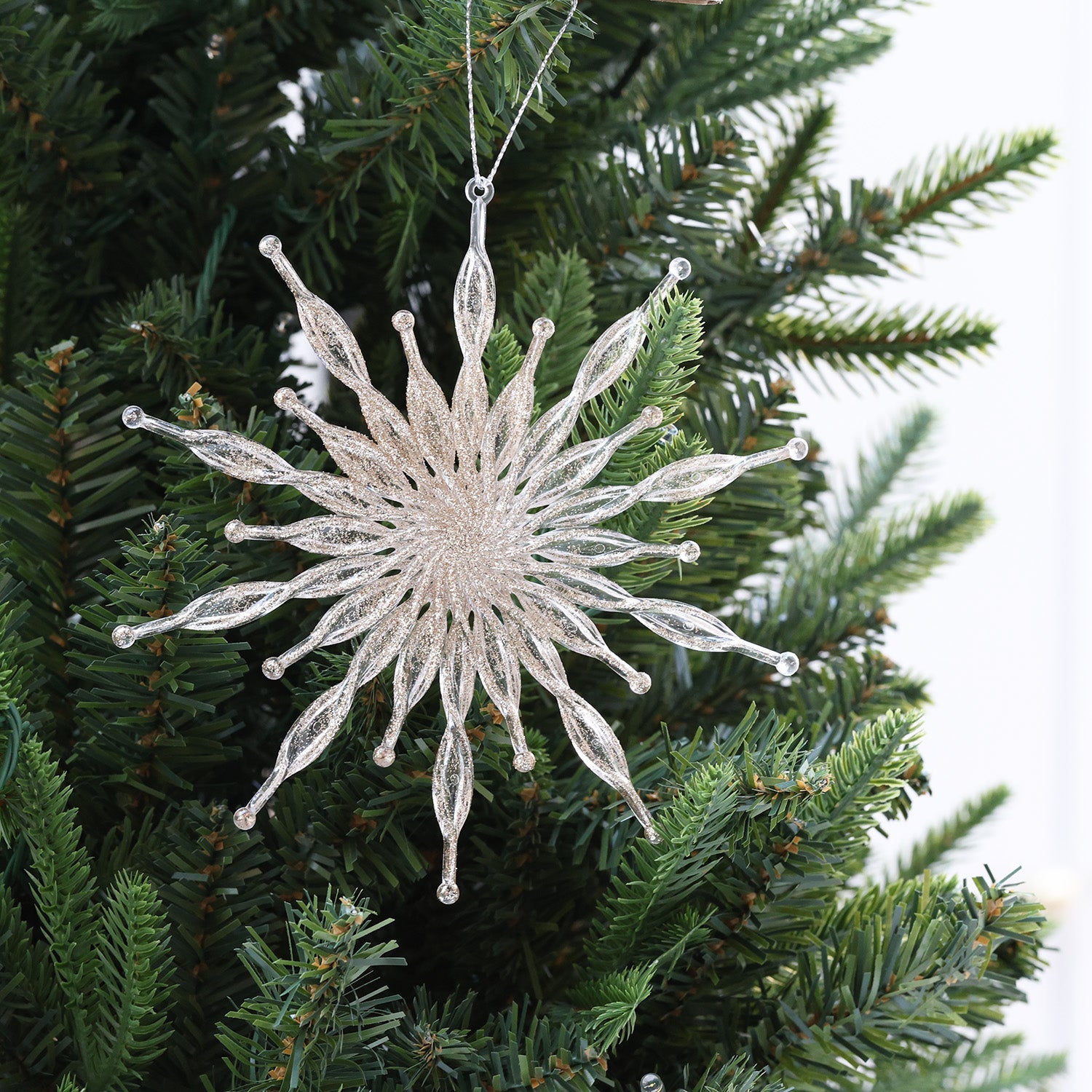 15cm Shatterproof Glitter Star Ornament 03901 - MODA FLORA Santa's Workshop