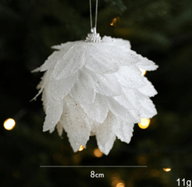 15cm Shatterproof Sparkling Petal Christmas Ornament 04001 - MODA FLORA Santa's Workshop