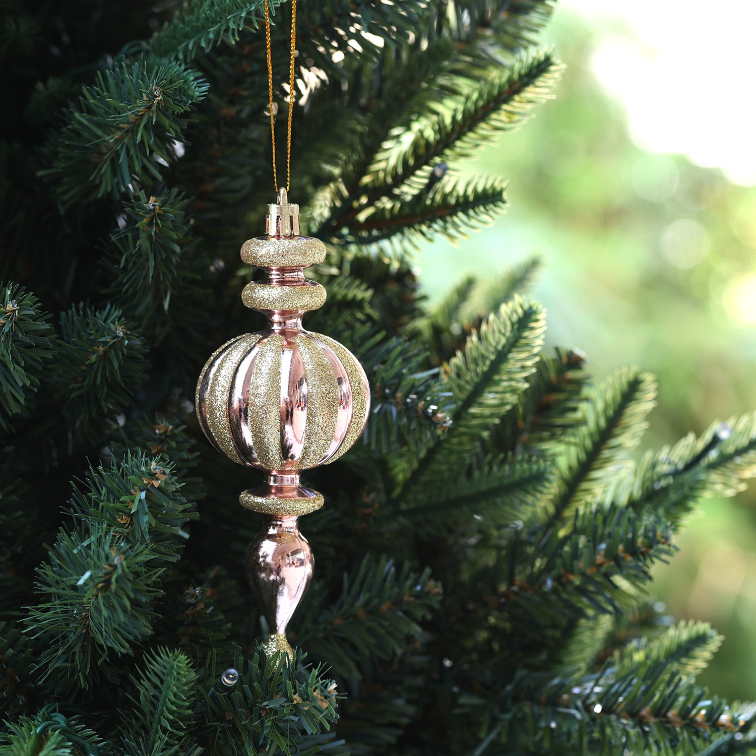 2 pcs 15cm Elegant Gold and Copper Hanging Christmas Ornaments Set 02902