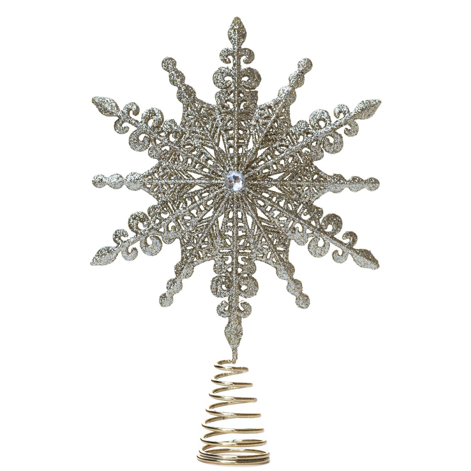 16.5cm Glitter Snowflake Tree Topper Gold - MODA FLORA Santa's Workshop