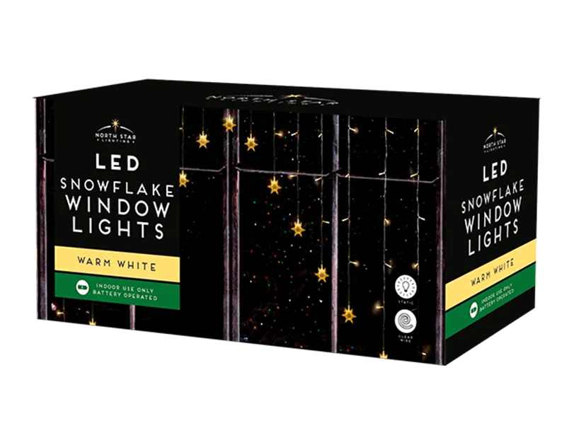 1.8 meters Warm White LED Snowflake Window Lights - MODA FLORA Santa's Workshop