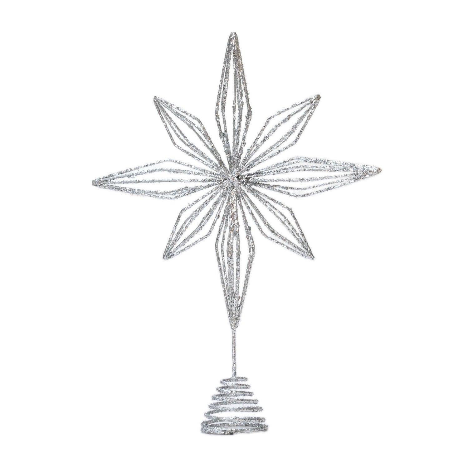 20cm 8 Pointed Star Tree Topper Silver - MODA FLORA Santa's Workshop