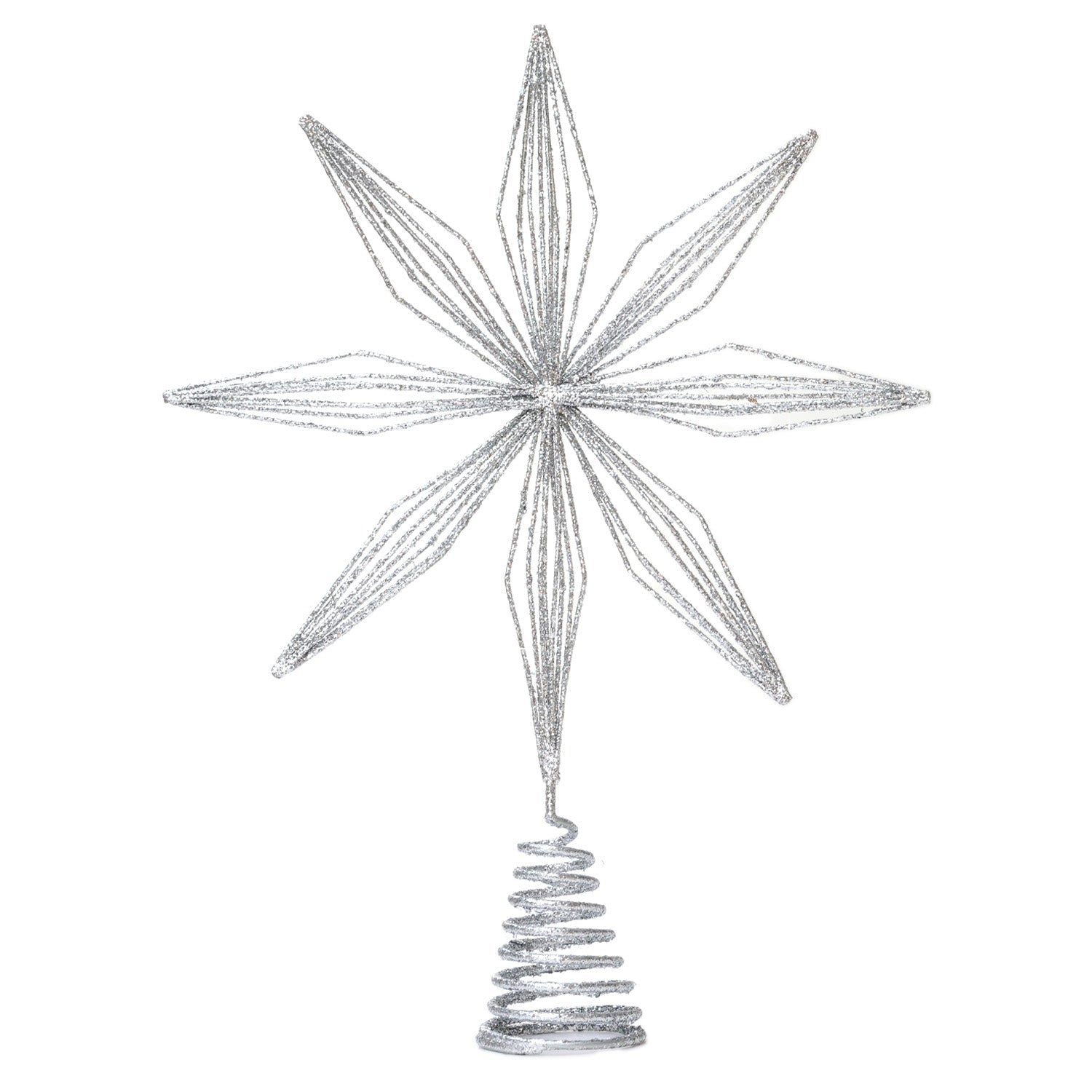 25cm 8 Pointed Star Tree Topper Silver - MODA FLORA Santa's Workshop