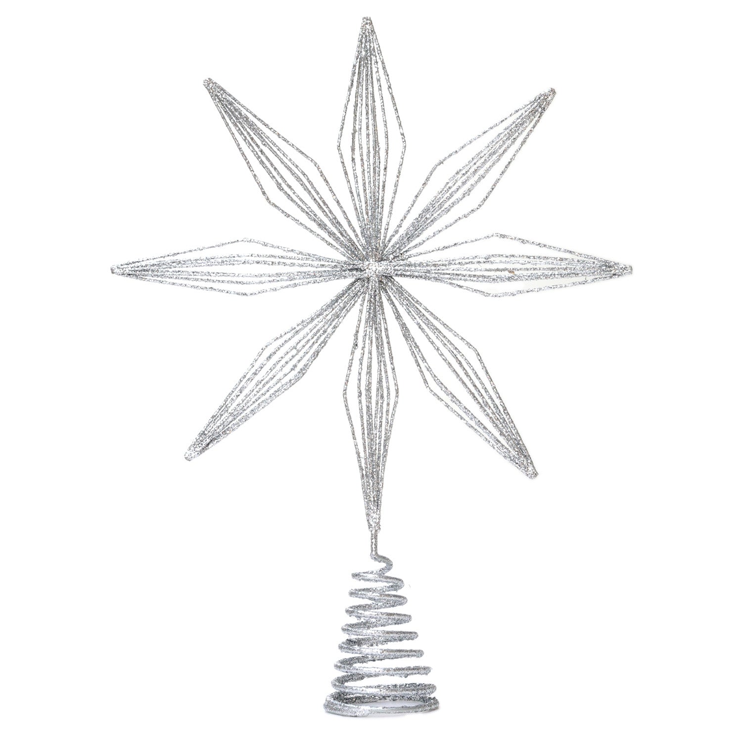 25cm 8 Pointed Star Tree Topper Silver