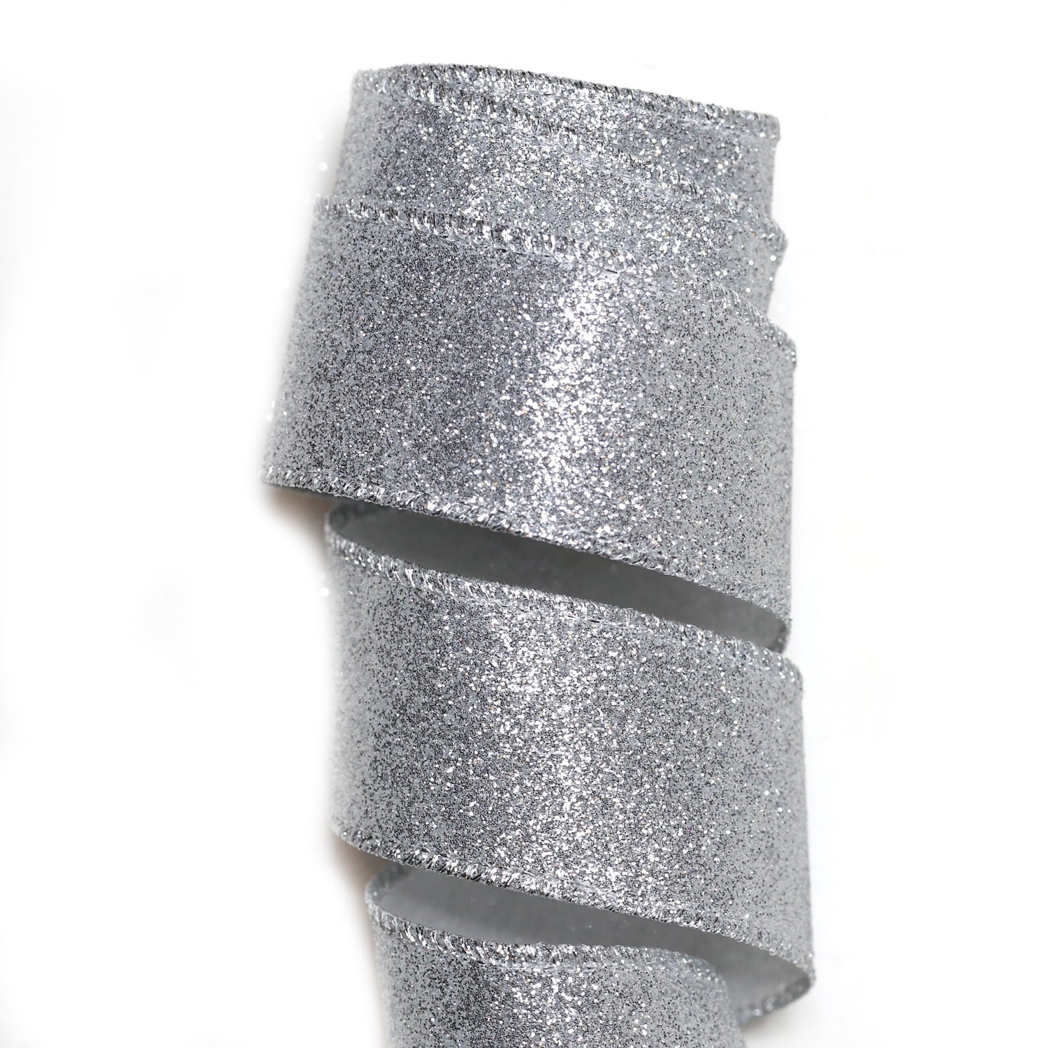 38mm x 5M Silver Glitter Ribbon 3805002 - MODA FLORA Santa's Workshop