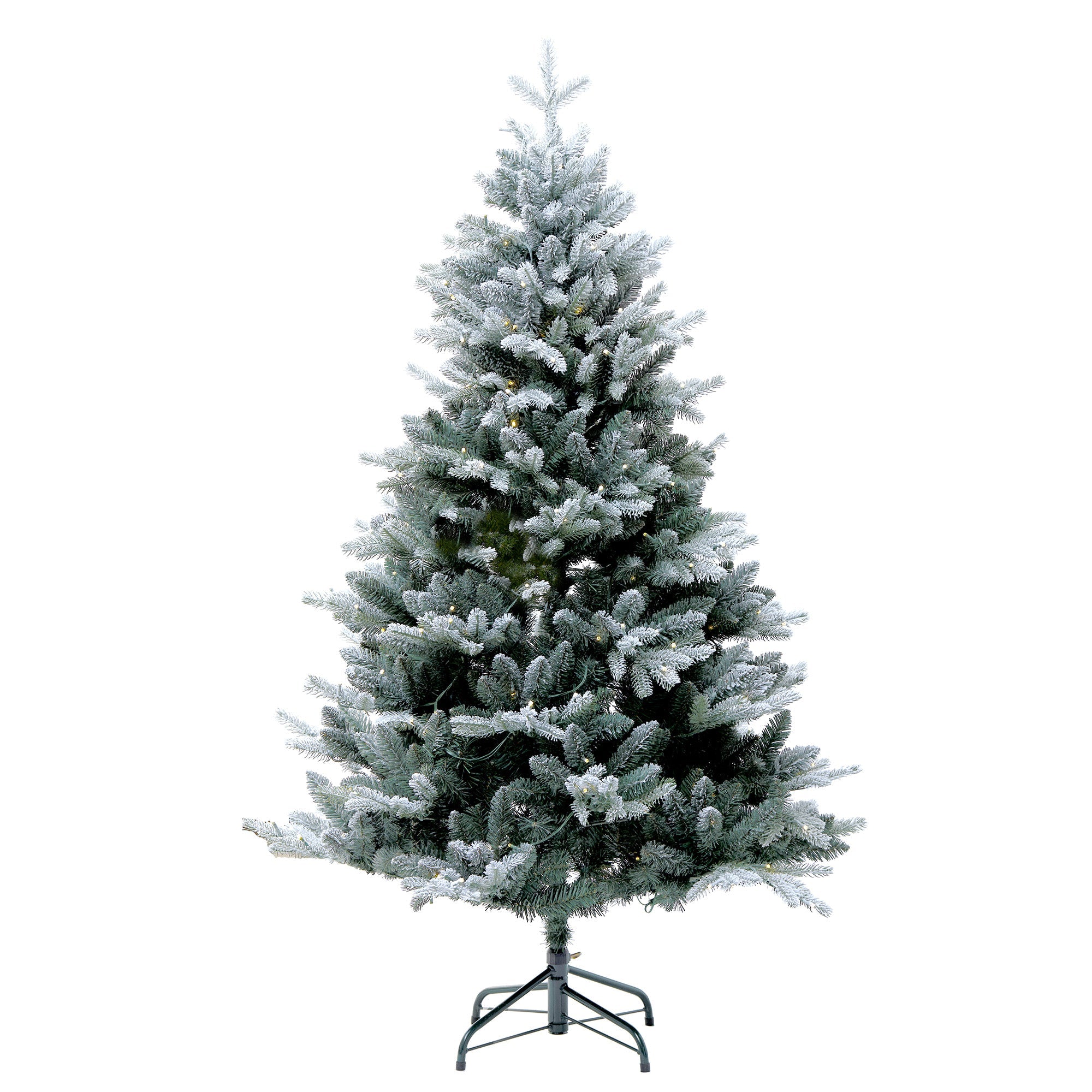 5Ft Flocked Fraser Fir Artificial Christmas Tree with 250 warm white & multi color led Lights FAGHL5 - MODA FLORA Santa's Workshop
