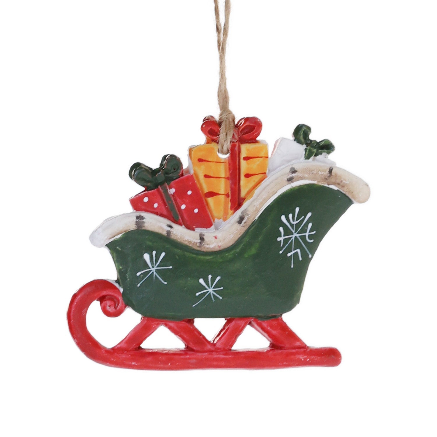 6.5cm Christmas sleigh Shatterproof ornament 04401 - MODA FLORA Santa's Workshop