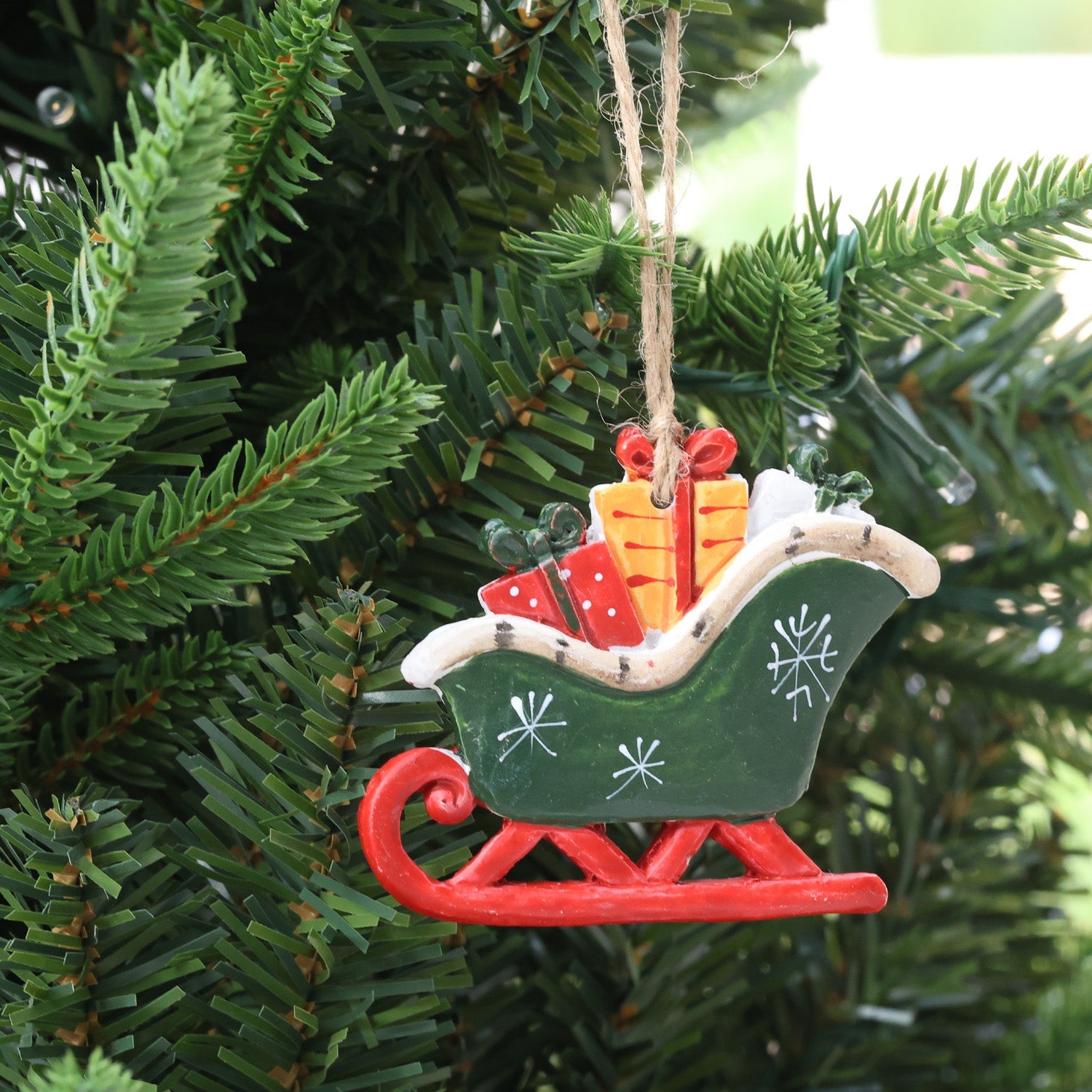 6.5cm Christmas sleigh Shatterproof ornament 04401 - MODA FLORA Santa's Workshop