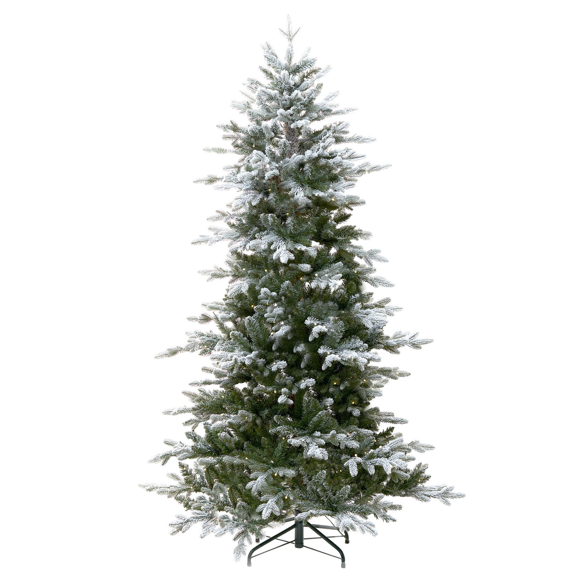 6Ft Flocked Balsam Fir Artificial Christmas Tree with 370 warm white & multi color led lights FLHL6 - MODA FLORA Santa's Workshop