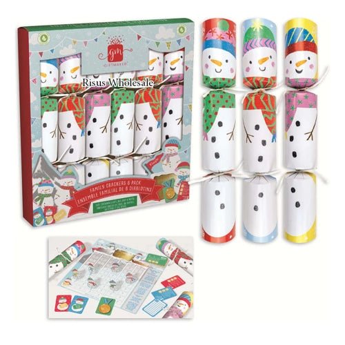 6PCS 12" Think You Snow Me Snowman Christmas Crackers & Game CRK1206 - 010 - MODA FLORA Santa's Workshop