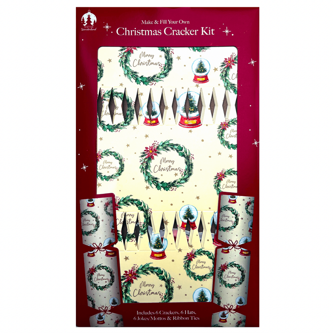 6PCS DIY Christmas Cracker Kit | Wreath - MODA FLORA Santa's Workshop