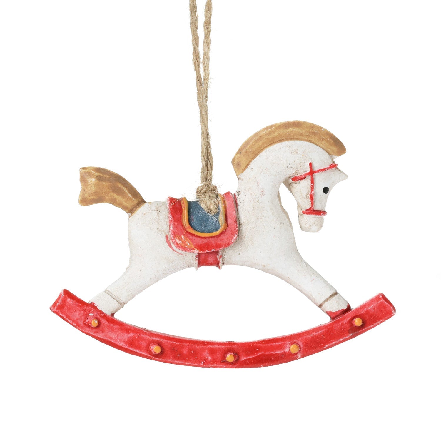 8cm Shatterproof Rocking Horse Ornament 04101 - MODA FLORA Santa's Workshop