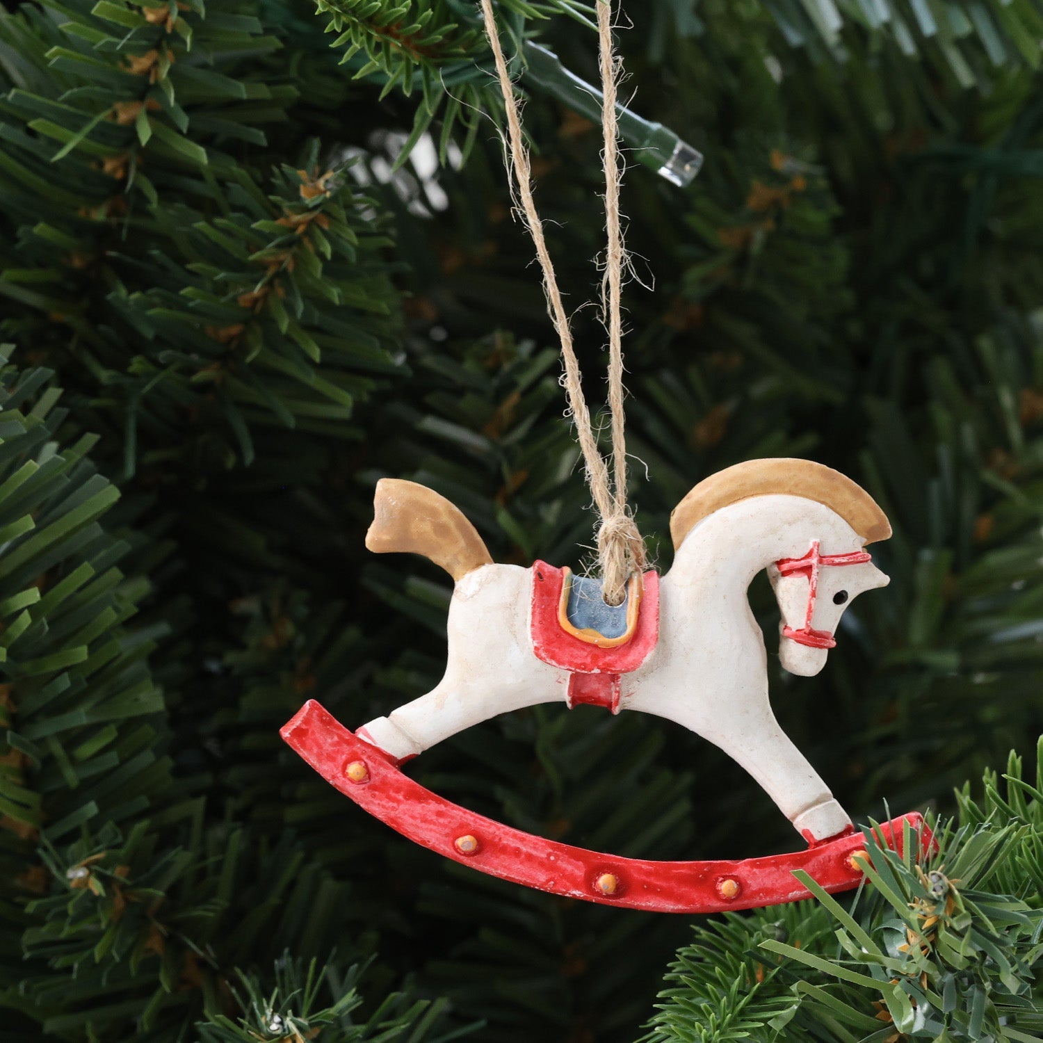 8cm Shatterproof Rocking Horse Ornament 04101 - MODA FLORA Santa's Workshop