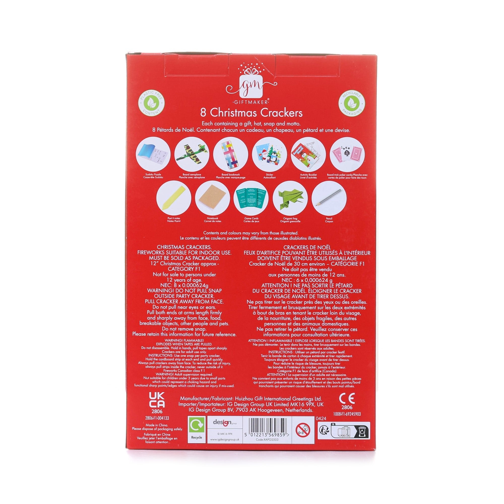 8PCS 12" Traditional Foliage Christmas Crackers CRK1208 - 008 - MODA FLORA Santa's Workshop