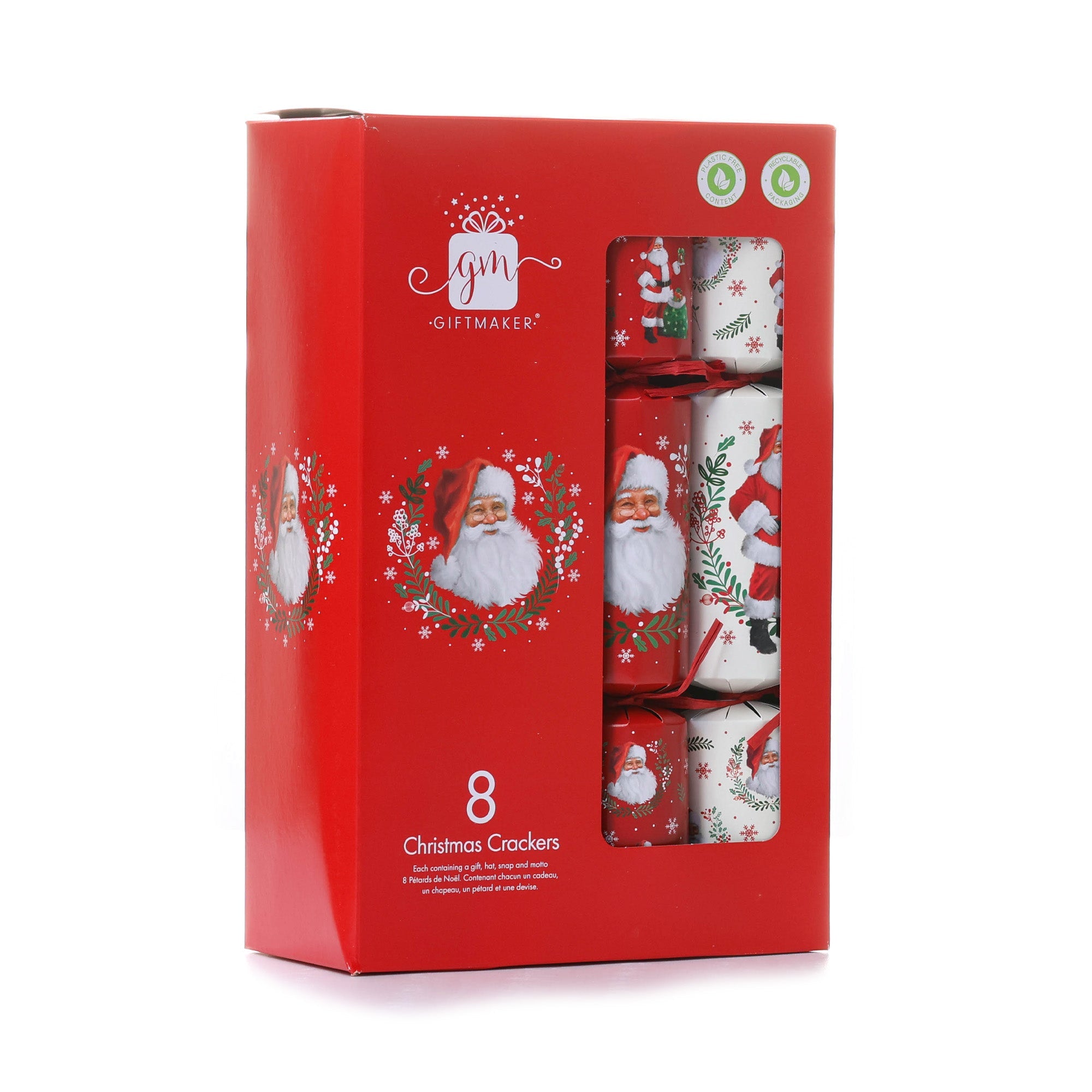 8PCS 12" Traditional Santa Claus Christmas Crackers CRK1206 - 005RD - MODA FLORA Santa's Workshop