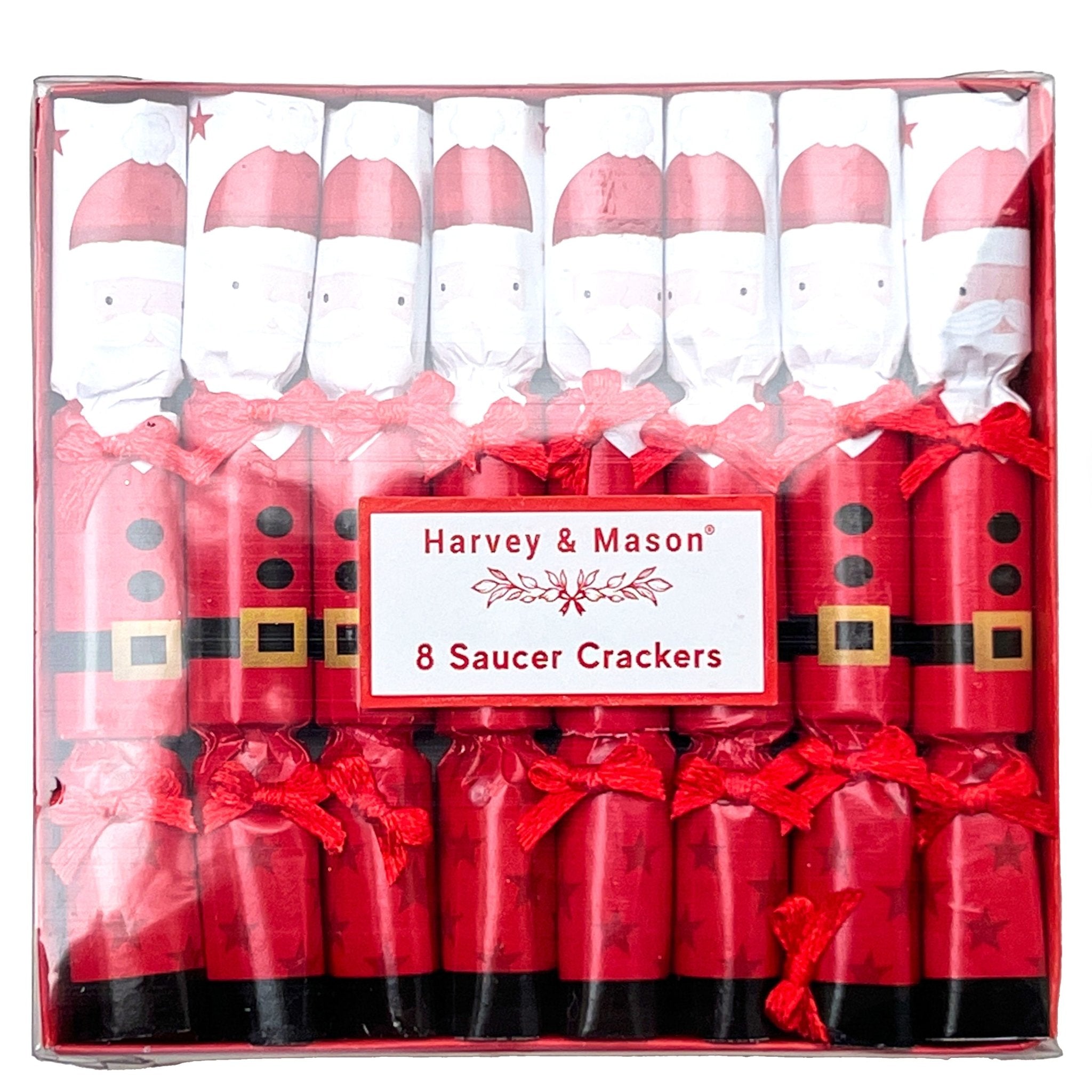 8PCS 4.5" Harvey & Mason Santa Claus Christmas Saucer Crackers - MODA FLORA Santa's Workshop