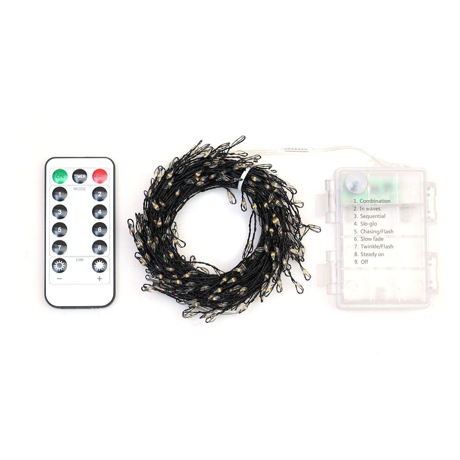 9 meters Waterproof Battery Operated LED Firecracker Lights 300 lights string with remote control - MODA FLORA Santa's Workshop