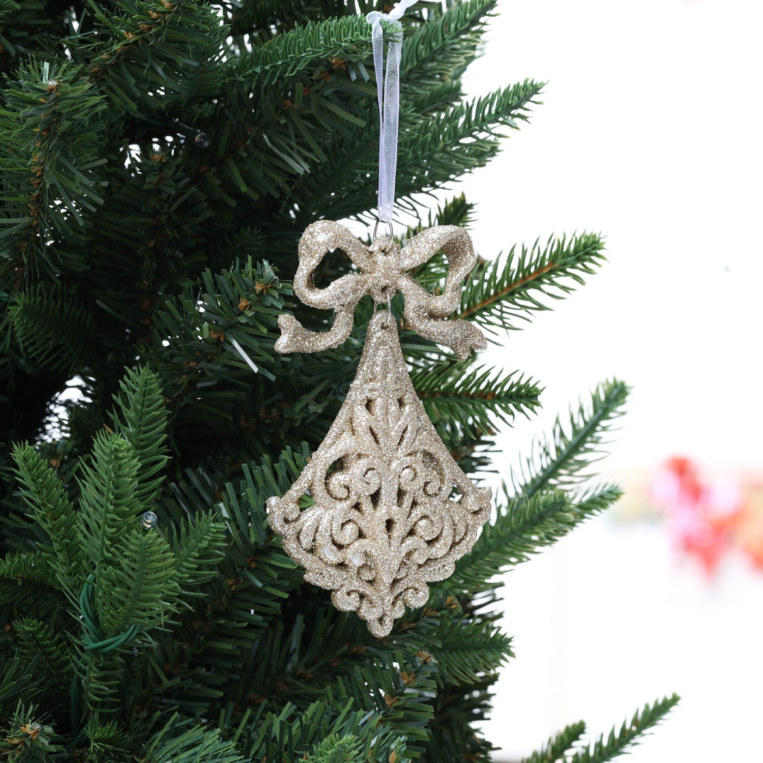 12cm Shatterproof Glitter Bell Ornament 01602