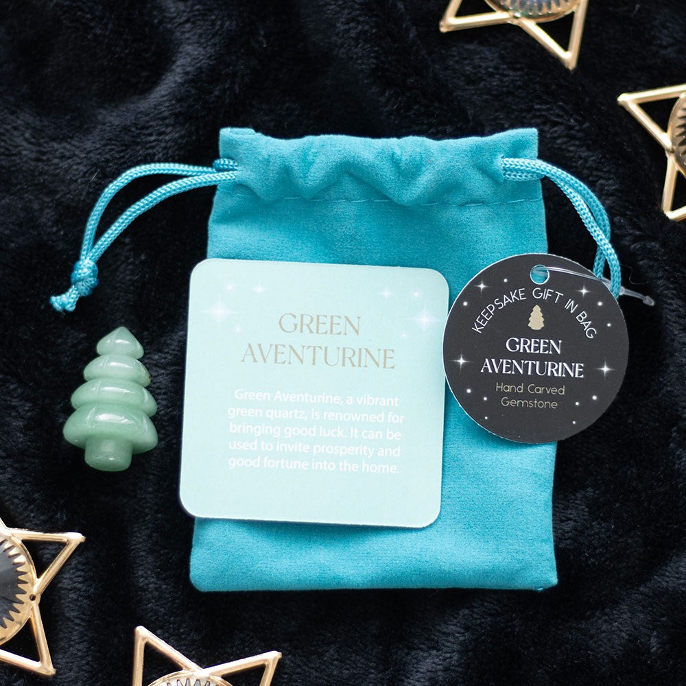 Green Aventurine Crystal Christmas Tree in a Bag OPS016