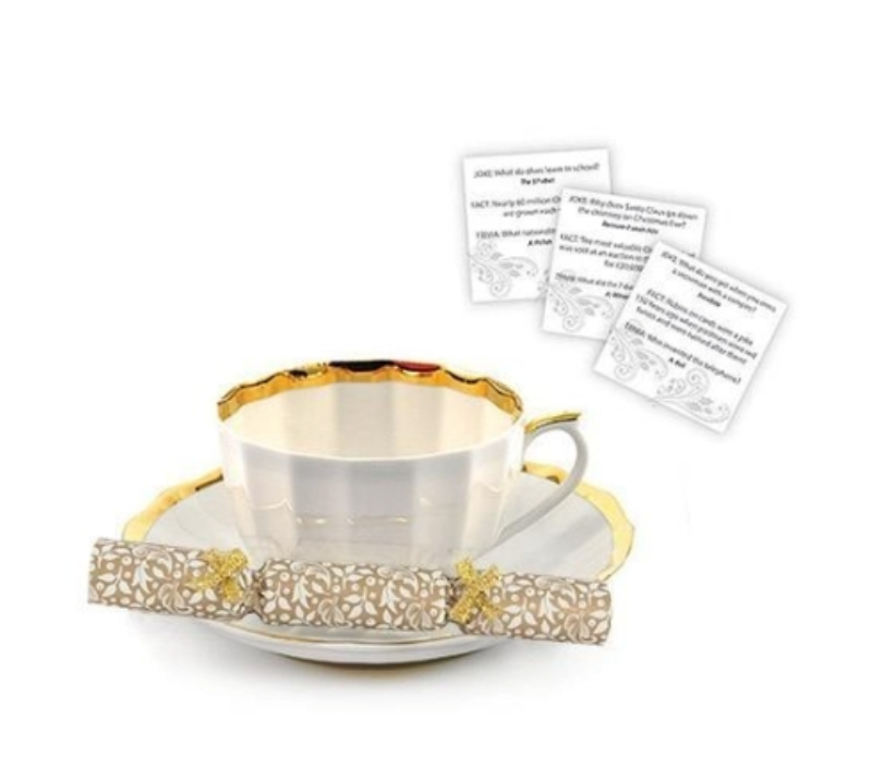8PCS 4.5" Harvey & Mason Silver and White Christmas Saucer Crackers