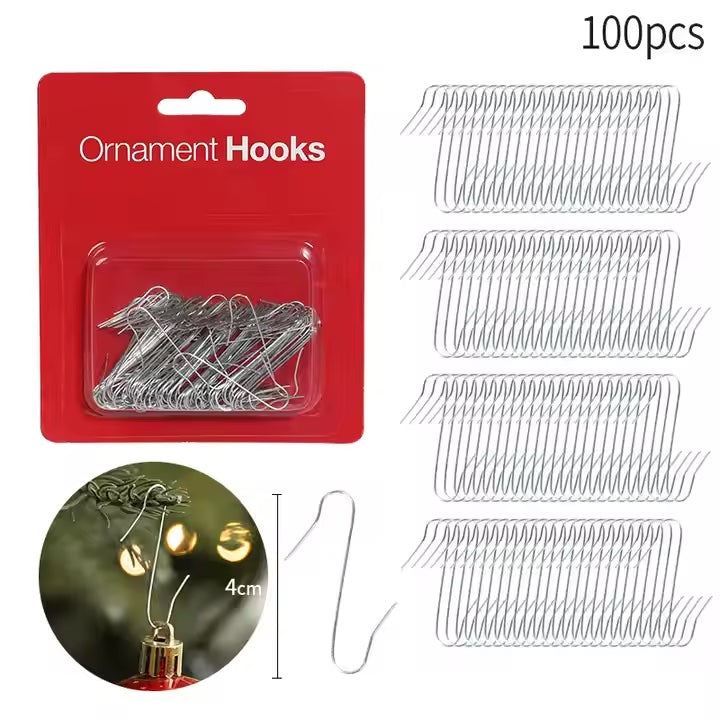 100pcs 4cm Ornament Hooks Silver