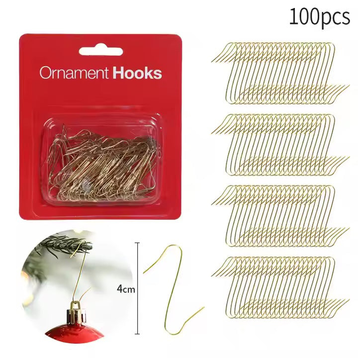 100pcs 4cm Ornament Hooks Gold