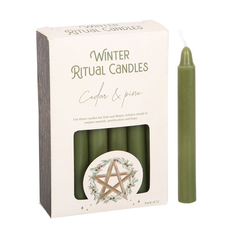 12pcs Winter Ritual Candles in Cedar and Pine Fragrance CDL001