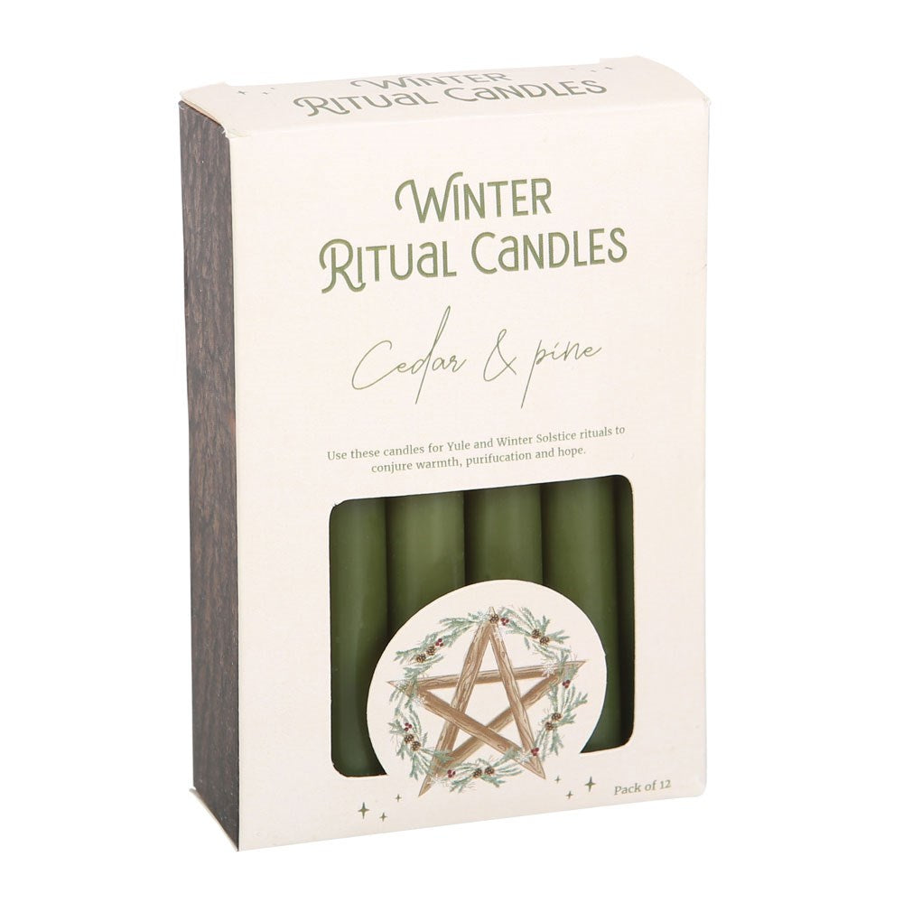 12pcs Winter Ritual Candles in Cedar and Pine Fragrance CDL001