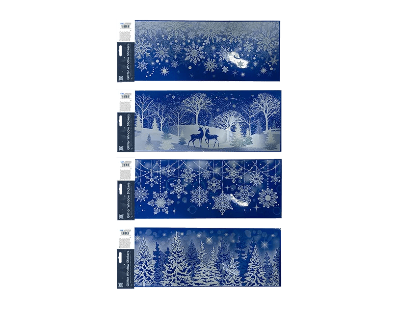 Christmas Glitter Window Decoration Stickers - MODA FLORA Santa's Workshop