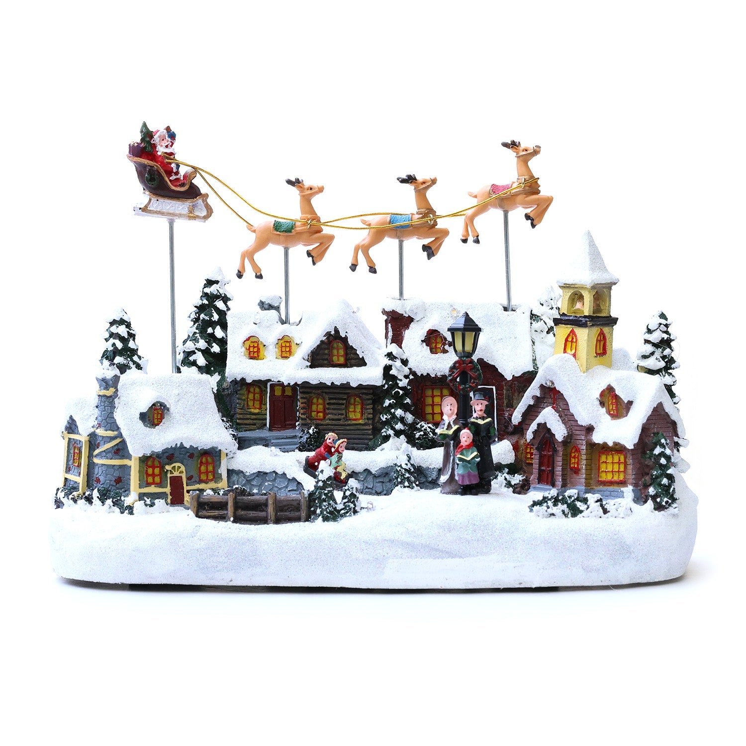 Christmas Village House with Santa Claus and Flying Reindeers CVL010 - MODA FLORA Santa's Workshop