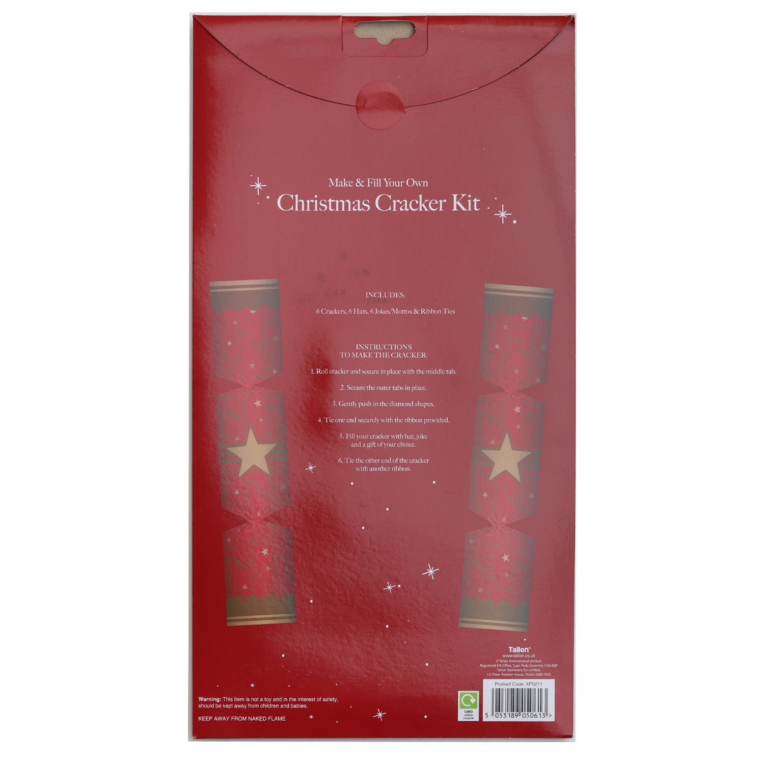 6PCS DIY Christmas Cracker Kit | Red & Gold Star CRK0006-007R