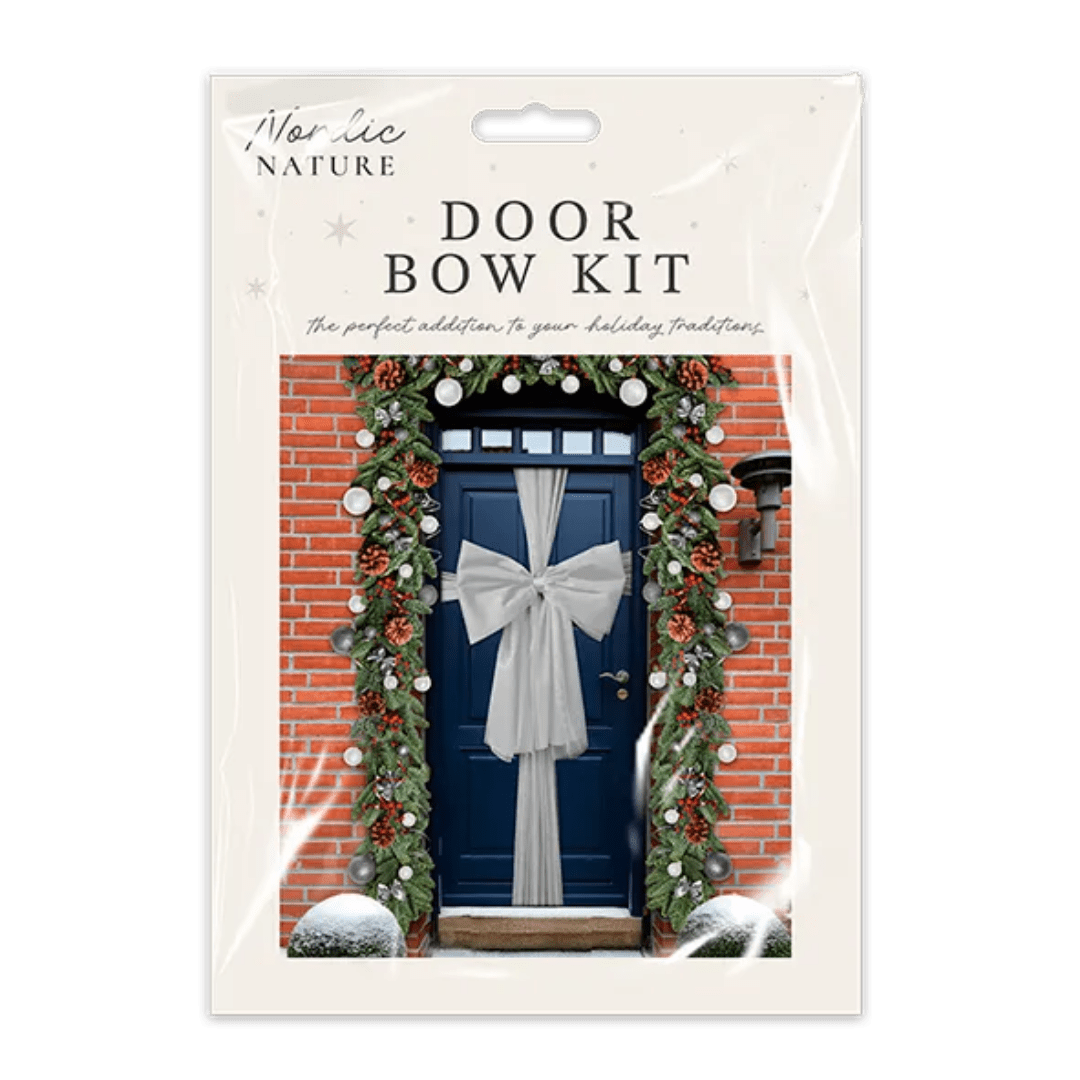 Festive Christmas Door Bow Kit | Silver - MODA FLORA Santa's Workshop
