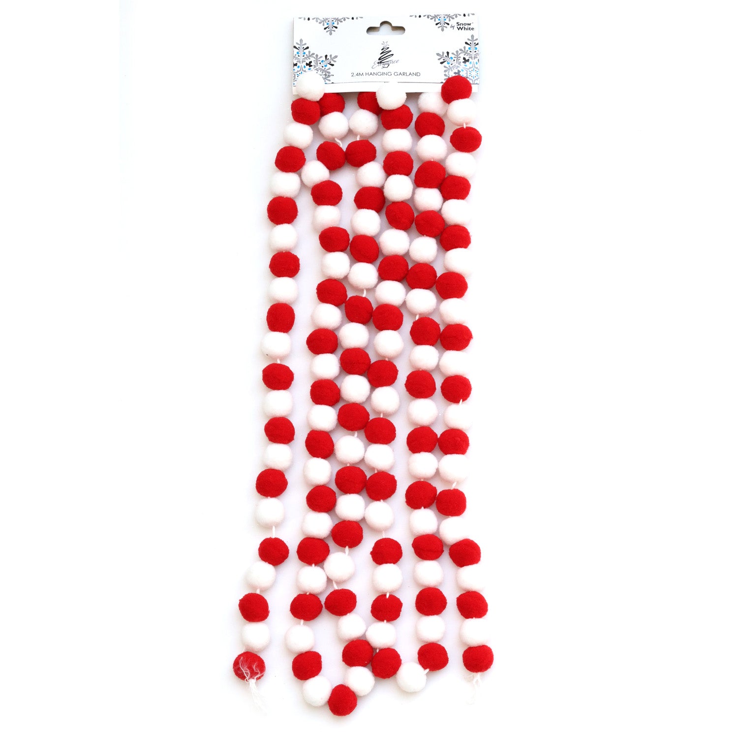 2.4M Candy Cane Pom Pom Christmas Garlands GRL002