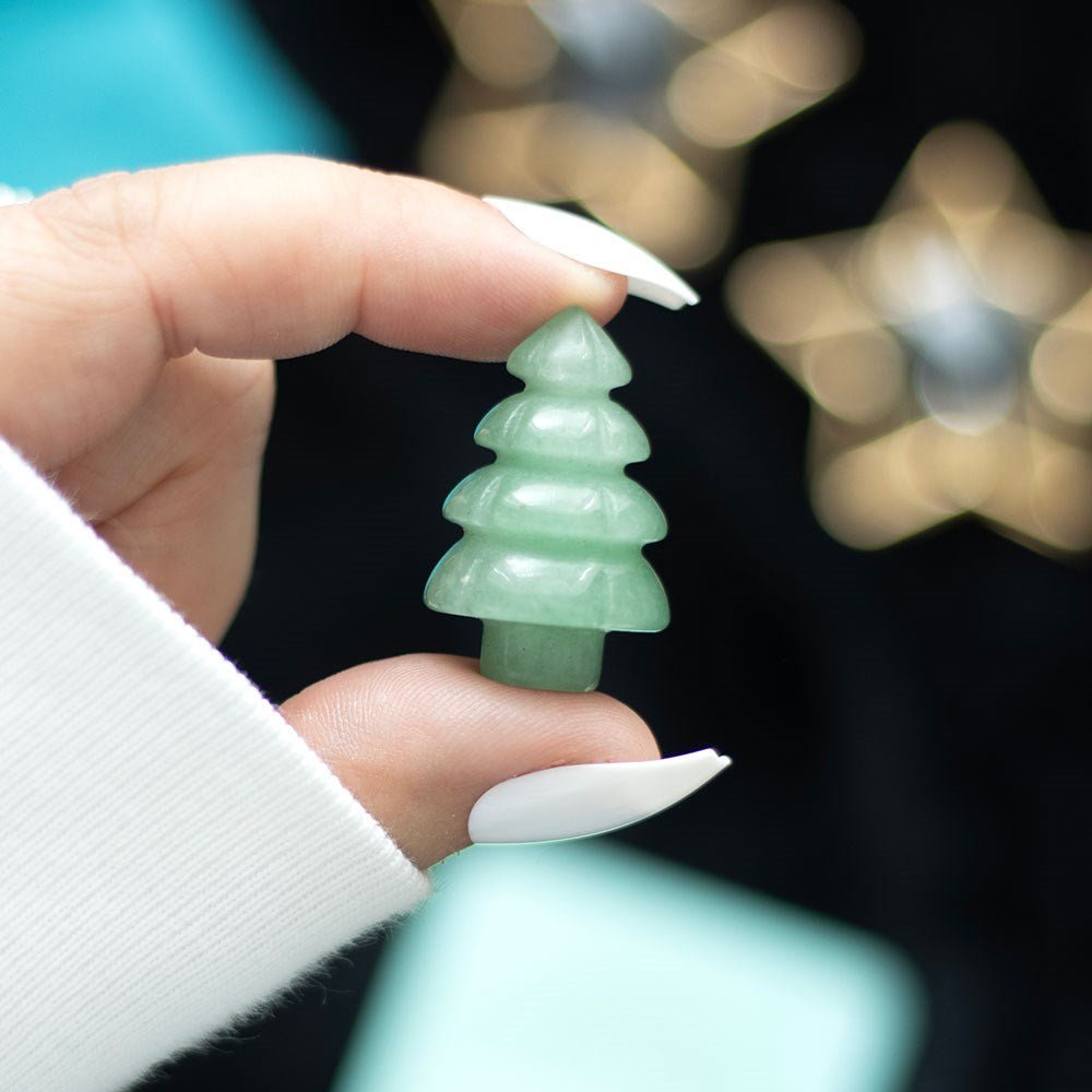 Green Aventurine Crystal Christmas Tree in a Bag OPS016 - MODA FLORA Santa's Workshop