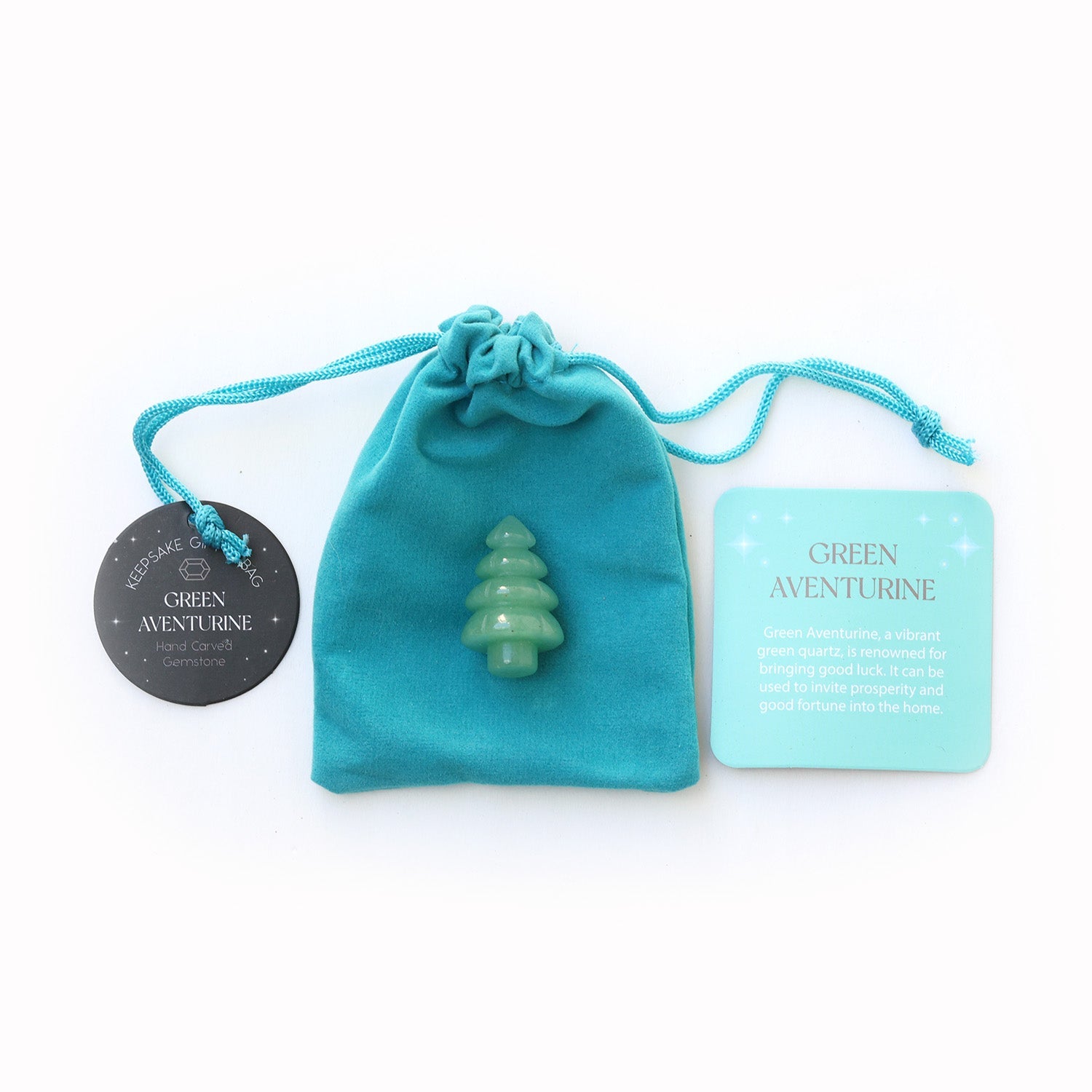 Green Aventurine Crystal Christmas Tree in a Bag OPS016 - MODA FLORA Santa's Workshop