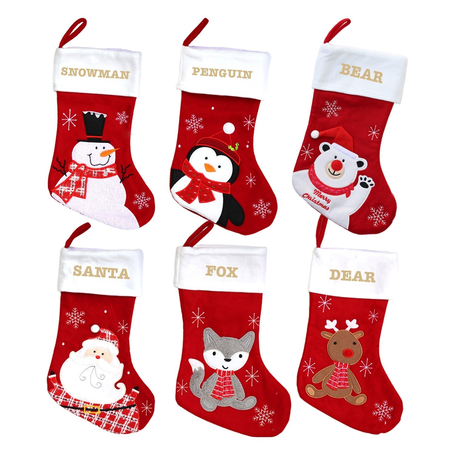 Personalised Cartoon Christmas Stocking 1pc - MODA FLORA Santa's Workshop