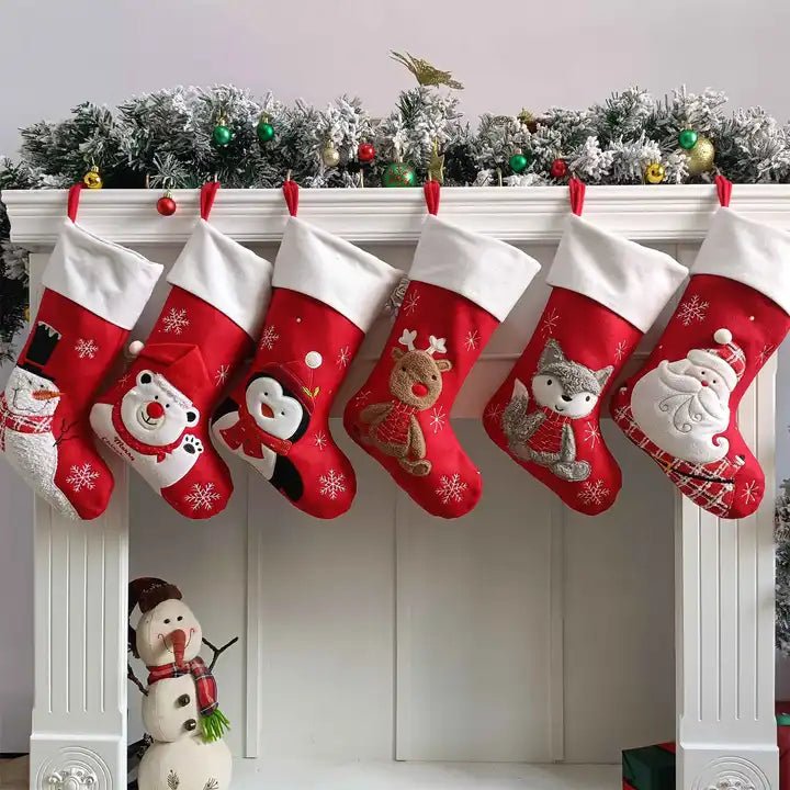 Personalised Cartoon Christmas Stocking 1pc - MODA FLORA Santa's Workshop