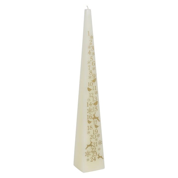 Pyramid - Shaped Advent Candle White ACL008W - MODA FLORA Santa's Workshop